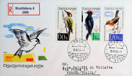 1964-CECOSLOVACCHIA CECOSLOVENSKO Uccelli Serie Cpl. (1361/6) Due Fdc Raccomanda - FDC