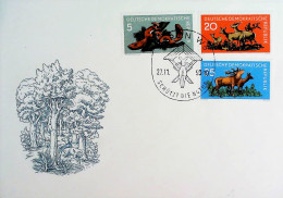 1959-GERMANIA DDR . Animali Foresta Serie Cpl. (453/7)due Fdc - Storia Postale