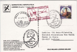 1994-dispaccio Straordinario Volo Speciale Milano Lodrino Del 30 Aprile (cat.Pel - Poste Aérienne