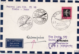 1960-Germania Posta Da Berlino I^volo CSA Praga Roma Del 1 Aprile (cat.Pellegrin - Covers & Documents