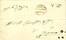 1847-piego Con Testo Diretto A Gargnano Ovale Rosso I.R.Comm.io Distrettuale In  - 1. ...-1850 Vorphilatelie