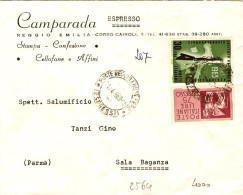 1963-Cinquantenario INA L.30+espresso L.75 Su Busta - 1961-70: Poststempel