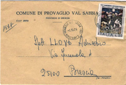 1974-XIV Congresso Int.vite E Vino L.50 Isolato Su Busta Annullo Provaglio Val S - 1971-80: Poststempel