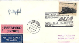 1963-Autriche Osterreich Austria Wien Graz Klagenfurt Graz 2 AUA Affrancato 3sh. - Andere & Zonder Classificatie