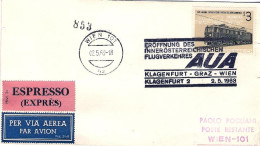1963-Autriche Osterreich Austria Klagenfurt Graz Wien Klagenfurt 2 AUA Affrancat - Sonstige & Ohne Zuordnung