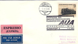 1963-Autriche Osterreich Austria Klagenfurt Wien Klagenfurt 2 AUA Affrancato 3sh - Other & Unclassified