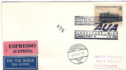 1963-Autriche Osterreich Austria Klagenfurt Wien Klagenfurt 2 AUA Affrancato 3sh - Autres & Non Classés