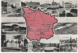 58  - NIEVRE  - Carte Contour Géographique Du Département ( CPSM Ciselee Annee 1958 ) - Sonstige & Ohne Zuordnung