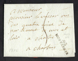 MONTARGIS 43, Marque Linéaire, 10 Août 1812,  Taxée 5D, Très Belle - 1801-1848: Precursors XIX