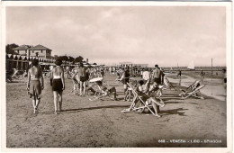 1938-Venezia Lido-spiaggia, Cartolina Foto Animata, Diretta In Francia Affrancat - Venezia (Venedig)