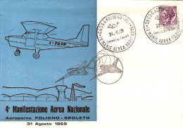 1969-busta Illustrata 4 Manifestazione Aerea Aeroporto Foligno Spoleto Affrancat - 1961-70: Poststempel