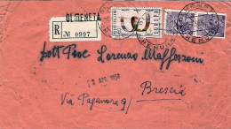 1958-busta Raccomandata Affrancata Coppia L.25 Siracusana+L.60 Europa Annullo Ol - 1946-60: Marcophilie