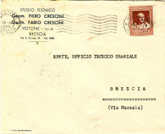 1958-busta Affrancato L.25 Cicerone Isolato - 1946-60: Marcophilie