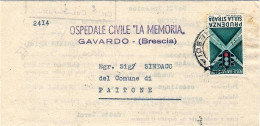 1957-piego Ospedaliero Affrancato L.25 Semaforo Isolato - 1946-60: Marcophilie