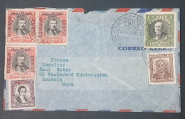 6 Timbres Chili Chile Poste Aérienne Sur Enveloppe 1935 Vers Roubaix - Chili