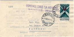 1957-piego Ospedaliero Affrancato L.25 Semaforo Isolato - 1946-60: Marcophilie