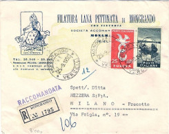 1958-busta Raccomandata Con Illustrazione Pubblicitaria Affrancata L.25 Europa+L - 1946-60: Marcophilie