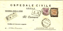 1959-piego Raccomandato Ospedaliero Affrancato L.25 Siracusana+L.60 Francobollo  - 1946-60: Marcophilie