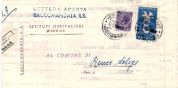 1959-piego Ospedaliero Raccomandato Affrancato L.25 Siracusana+L.60 Europa - 1946-60: Marcophilie
