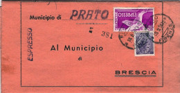 1954-piego Municipale Espresso Affrancato Siracusana L.25+espresso L.50 Piede Al - 1946-60: Marcophilie