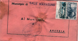 1954-piego Municipale Affrancato Italia Al Lavoro L.1+Propaganda Turistica L.12  - 1946-60: Marcophilie
