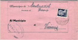 1945-piego Municipale Affrancato Imperiale Senza Fasci L.1 Rispedizione Affranca - Macchine Per Obliterare (EMA)