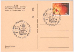 1977-BRESCIA MANIF. FILATELICA NUMISMATICA (12.11) Annullo Speciale Su Cartolina - 1971-80: Poststempel