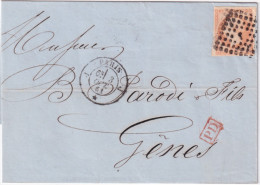 1861-Francia C.40 (16) Su Soprascritta Parigi (3.10) Per Genova - 1862 Napoleon III