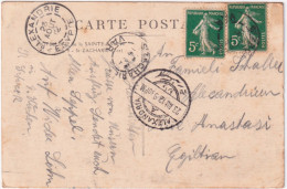 1912-Francia Due C.5 Su Cartolina (La Sainte Baume Vue Generale) Per L'Egitto - Cartas & Documentos