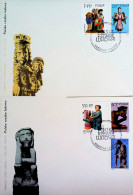 1969-POLONIA Sculture Popolari Serie Cpl. (1821/8) Tre Fdc - Brieven En Documenten