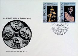 1971-POLONIA Scultori Polacchi Serie Cpl. (1944/7) Due Fdc - Covers & Documents