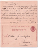 1899-cartolina Postale Con Risposta 7,5c.+7,5c. Mill.900 Con Le Due Parti Ancora - Postwaardestukken