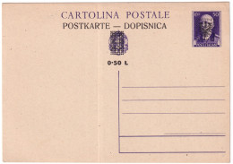 1944-Lubiana Occupazione Tedesca Cartolina Postale Impero L.0,50/50c. Cat.Filagr - German Occ.: Lubiana