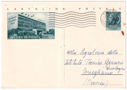 1954-Trieste A Cartolina Postale L.20 Fiera Di Padova Viaggiata - Marcophilie