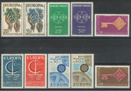 FRANCE - 1957/68, EUROPA STAMPS COMPLETE SET OF 2 EACH YEAR, TOTAL 5 SETS,UMM (**). - Ongebruikt