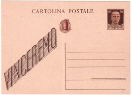1944-cartolina Postale Fascetto 30c. Scritta Vinceremo  Cassata Cat.Filagrano C  - Ganzsachen