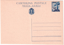 1943-cartolina Postale Posta Aerea 70c. Cat.Filagrano C 100 - Ganzsachen
