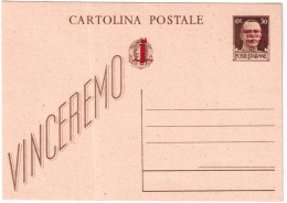 1944-cartolina Postale Fascetto 30c. Vinceremo Cat.Filagrano C 104 - Interi Postali