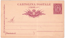 1892-cartolina Postale 10c.Umberto I^ Mill.92 Cat.Filagrano C 17 - Ganzsachen