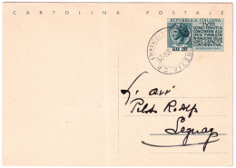 1954-cartolina Postale L. 20 Pro Erario Viaggiata Cat.Filagrano C 158 - Ganzsachen
