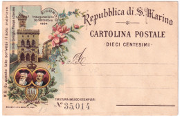 1894-San Marino Cartolina Postale 10c. "Palazzo Del Consiglio" Cat.Filagrano C 6 - Entiers Postaux