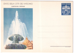 1949-Vaticano Cartolina Postale L.13 Blu "Fontana" Cat.Filagrano C 8 - Entiers Postaux