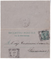 1903-biglietto Postale 5c. Senza Punto Dopo Centesimi Viaggiato Annullo Tondo Ri - Stamped Stationery