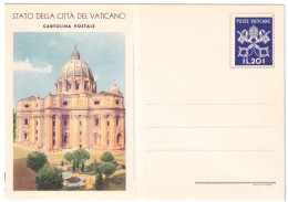 1953-Vaticano Cartolina Postale L.20 Blu "Basilica E Giardino" Cat.Filagrano C12 - Interi Postali