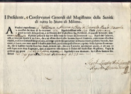 1739-Milano Decreto Per L'evacuazione Di Sepolcro Da Chiesa Di San Pietro Di Cre - Historical Documents