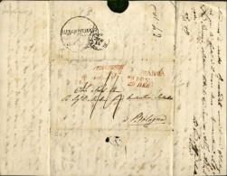1831-lettera Disinfettata Con Raro Bollo Circolare "Ferrara Netta Fuori Sporca D - 1. ...-1850 Vorphilatelie