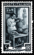 1950-Italia (MNH=**) L.50 Al Lavoro Con Posizione Pregiata Di Filigrana "Sinistr - 1946-60: Mint/hinged