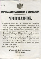 1851-Imp.Regia Luogotenenza Di Lombardia Notific.utilizzo Francobolli In Valuta  - Documents Historiques