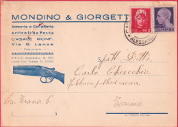 1946-Mondino & Giorgetti Armeria E Coltelleria Casale Monferrato Cartolina Viagg - Alessandria