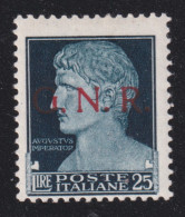 1944-Italia (MNH=**) GNR L.25 Soprastampa Rossa Tiratura Di Verona, Firmato Oliv - Mint/hinged